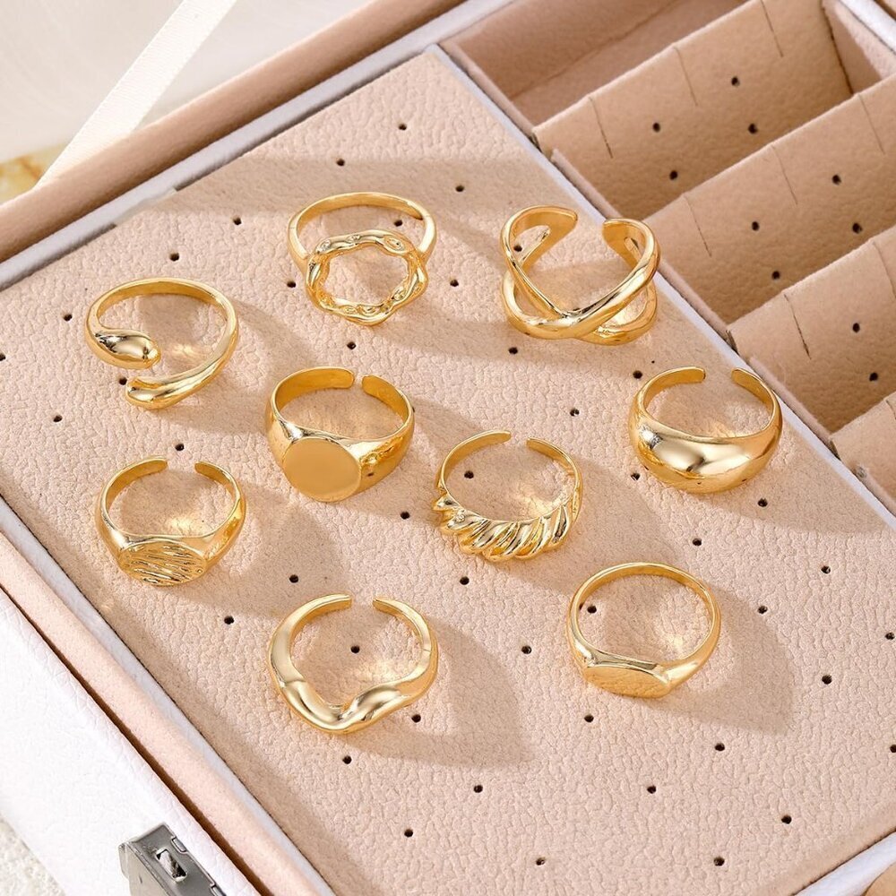 Gold Stackable Rings Set 9pcs Adjustable Minimali… - image 3